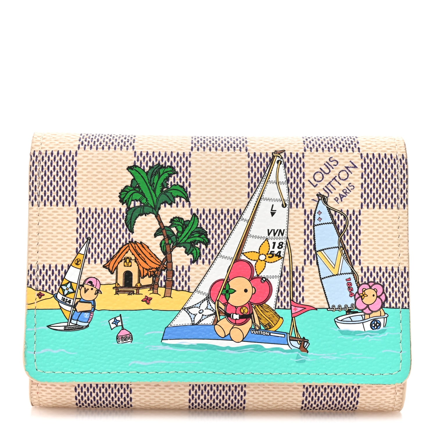 Louis Vuitton Damier Azur 2023 Christmas Animation Sailing Vivienne Portefeuille Monet Rosalie Coin Purse Dragon Fruit Pink 1 of 7