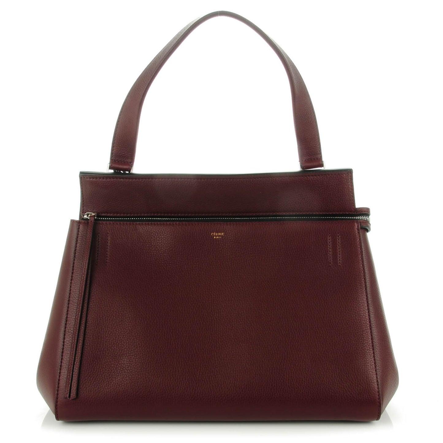 Drummed Calfskin Medium Edge Shoulder Bag Wine