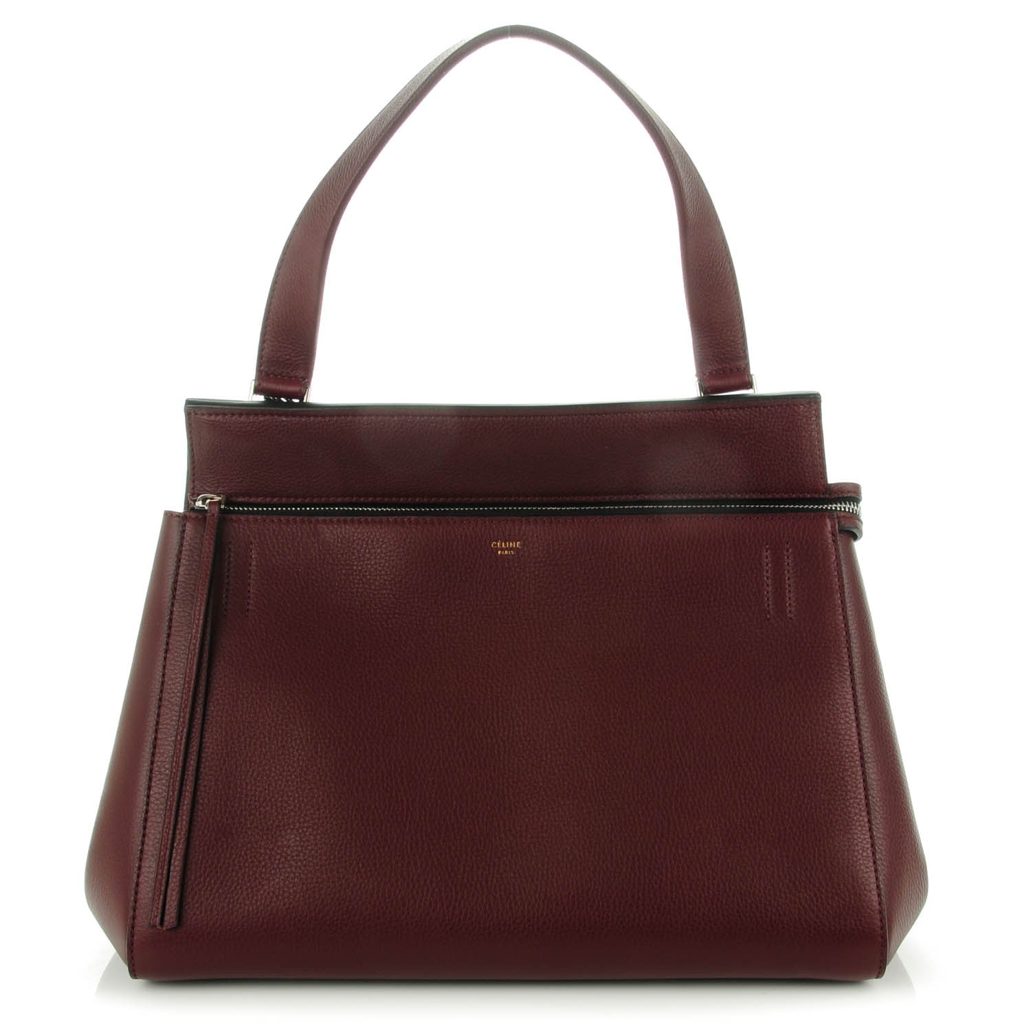 Celine Drummed Calfskin Medium Edge Shoulder Bag Wine 1 of 9