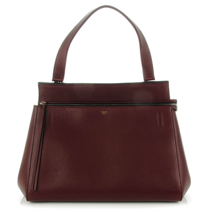 Celine Drummed Calfskin Medium Edge Shoulder Bag Wine 1 of 9