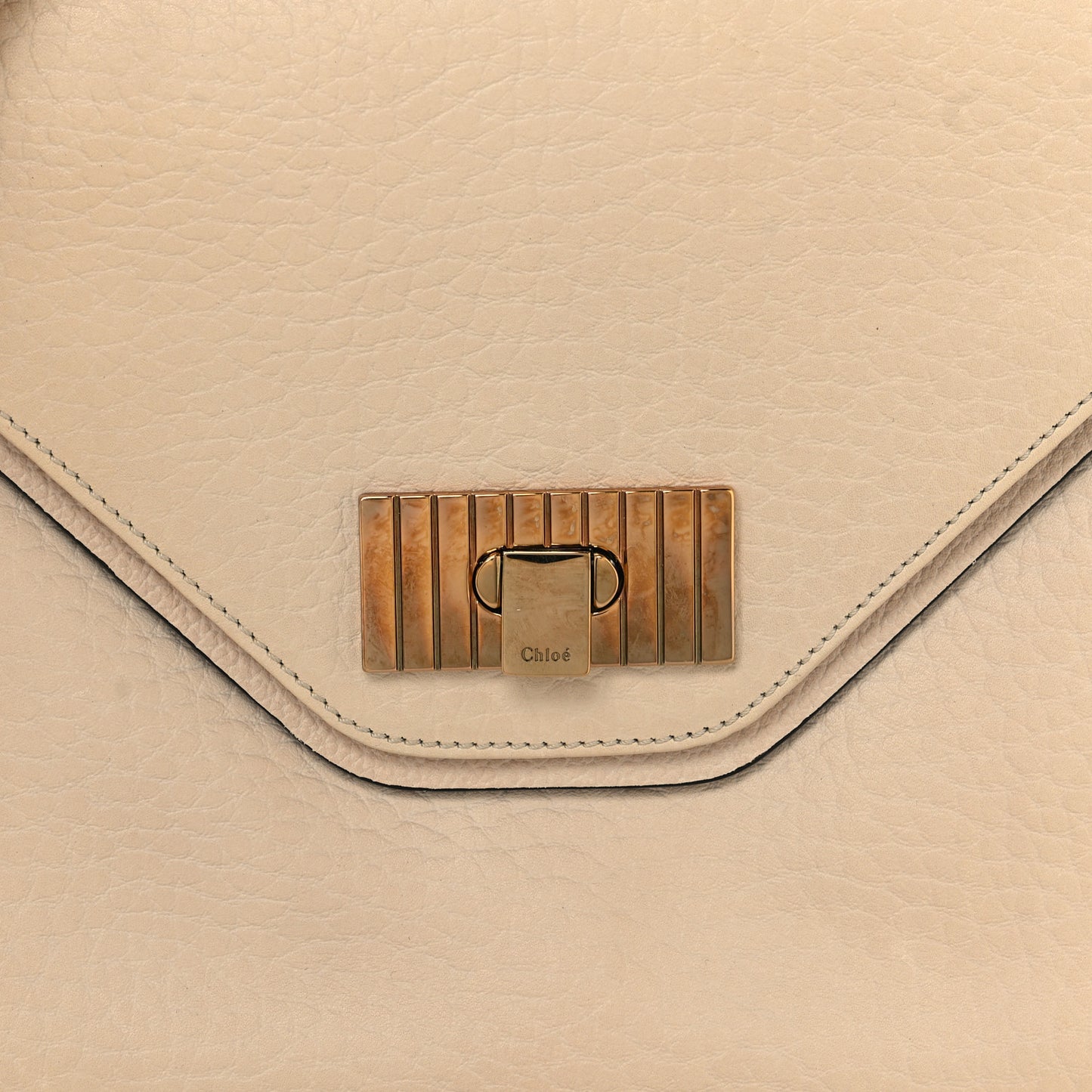 Grained Calfskin Medium Sally Flap Bag Cream