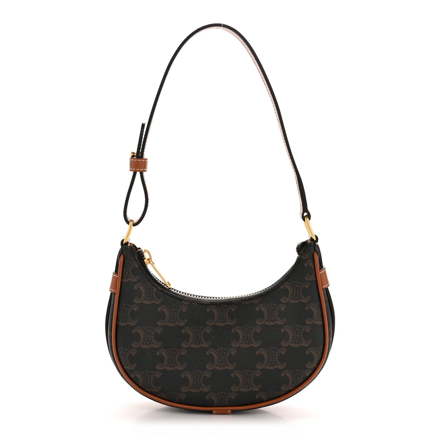 Canvas Calfskin Mini Ava Triomphe Shoulder Bag Tan