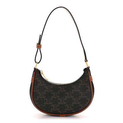 Celine Canvas Calfskin Mini Ava Triomphe Shoulder Bag Tan 1 of 12