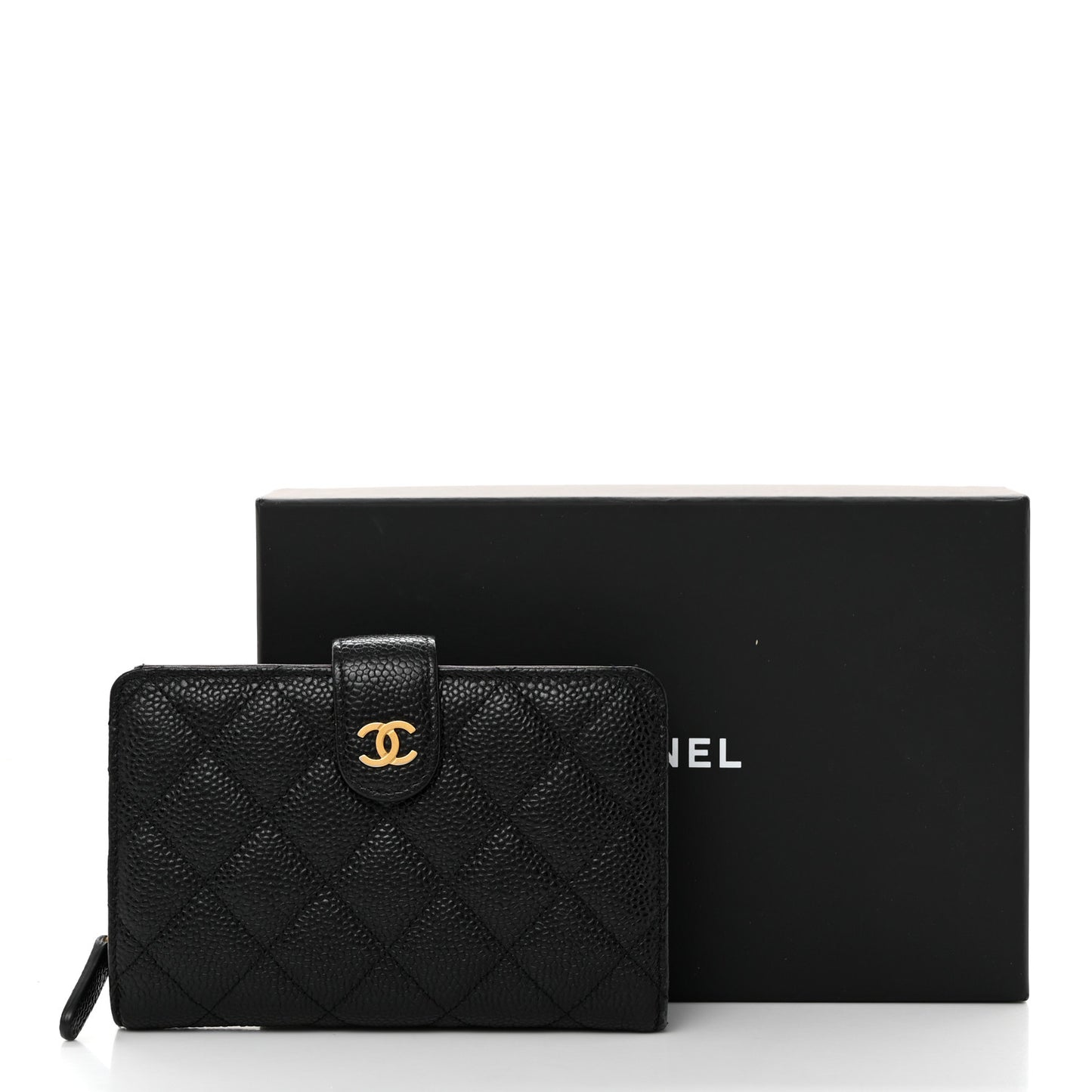 Caviar Quilted CC French Wallet Black