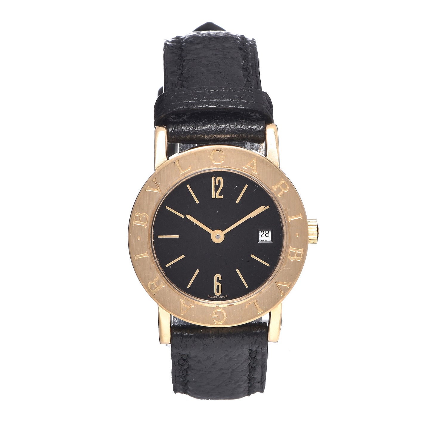 18K Yellow Gold Calfskin 26mm Quartz Watch Black