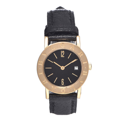 Bulgari 18K Yellow Gold Calfskin 26mm Quartz Watch Black 1 of 7