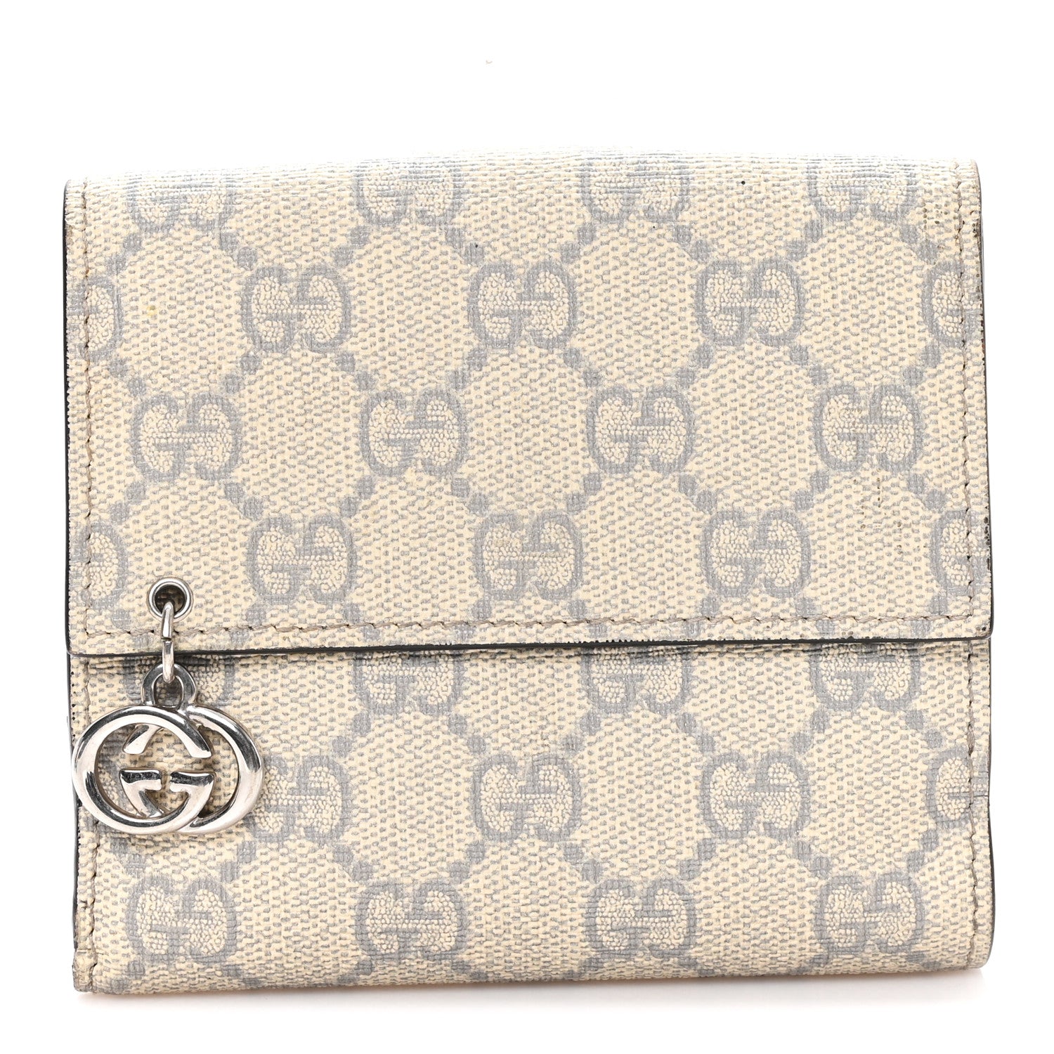 Gucci GG Supreme Monogram GG Pierce French Flap Wallet Ecru Grigio 1 of 10