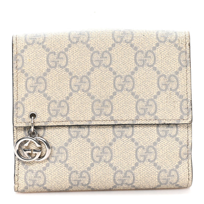 Gucci GG Supreme Monogram GG Pierce French Flap Wallet Ecru Grigio 1 of 10
