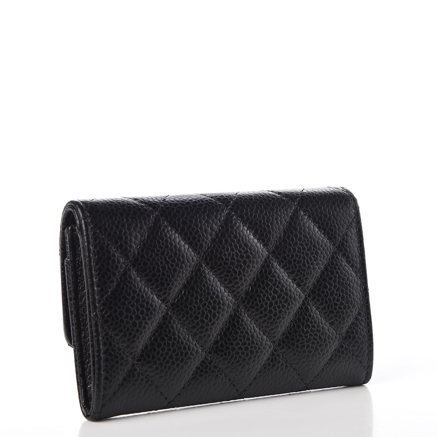 Caviar Quilted Flap Card Holder Black