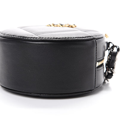 Chanel Lambskin Quilted 19 Round Clutch With Chain Black 9 of 10