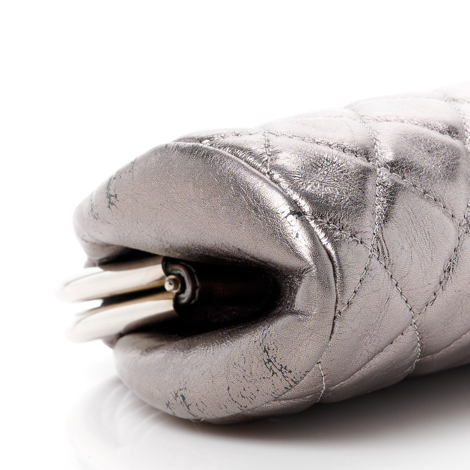 Chanel Metallic Aged Calfskin Quilted Timeless Clutch Silver 10 of 12