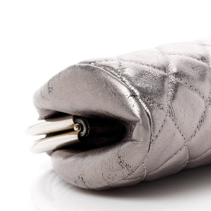 Chanel Metallic Aged Calfskin Quilted Timeless Clutch Silver 10 of 12