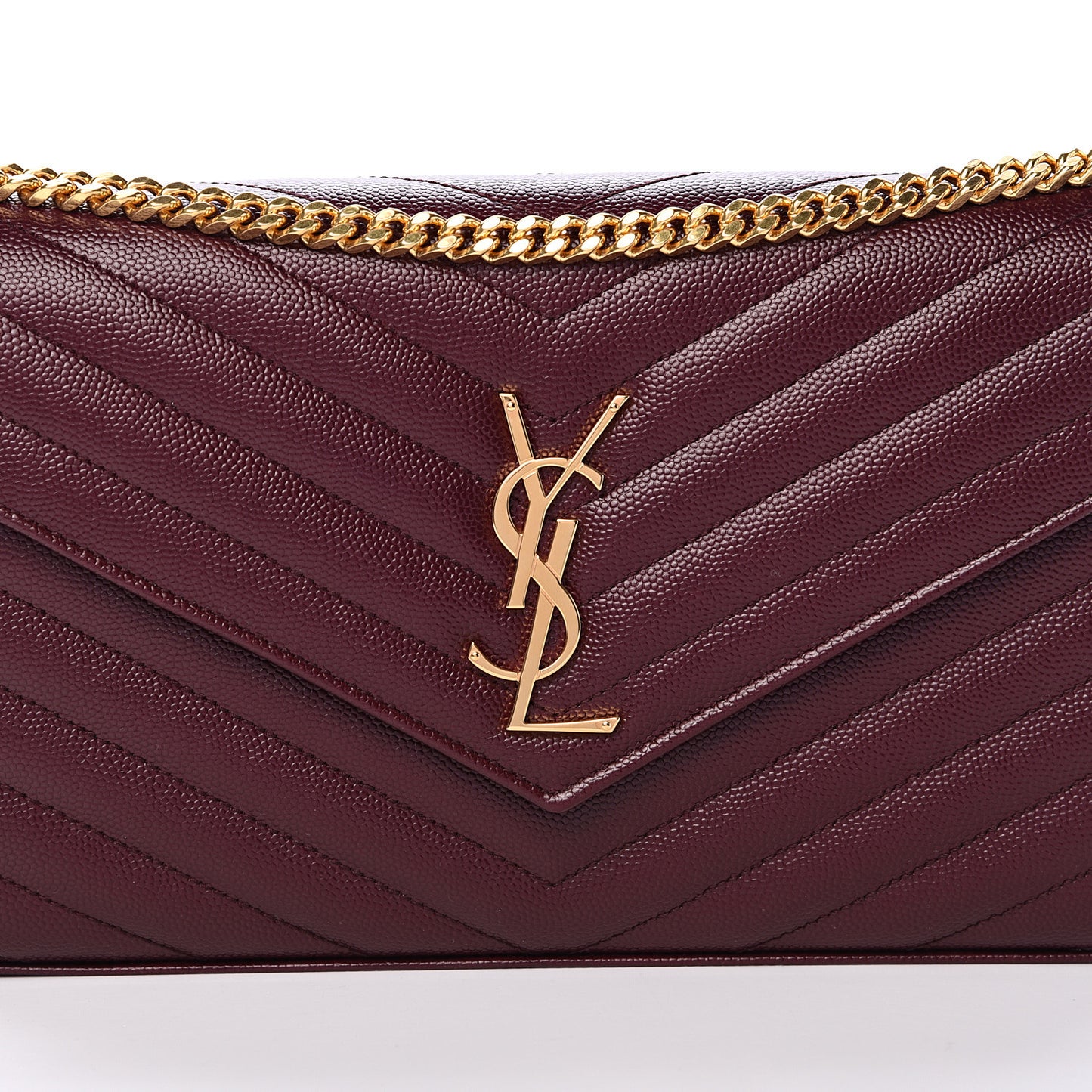 Grain De Poudre Matelasse Chevron Monogram Chain Wallet Rouge Legion