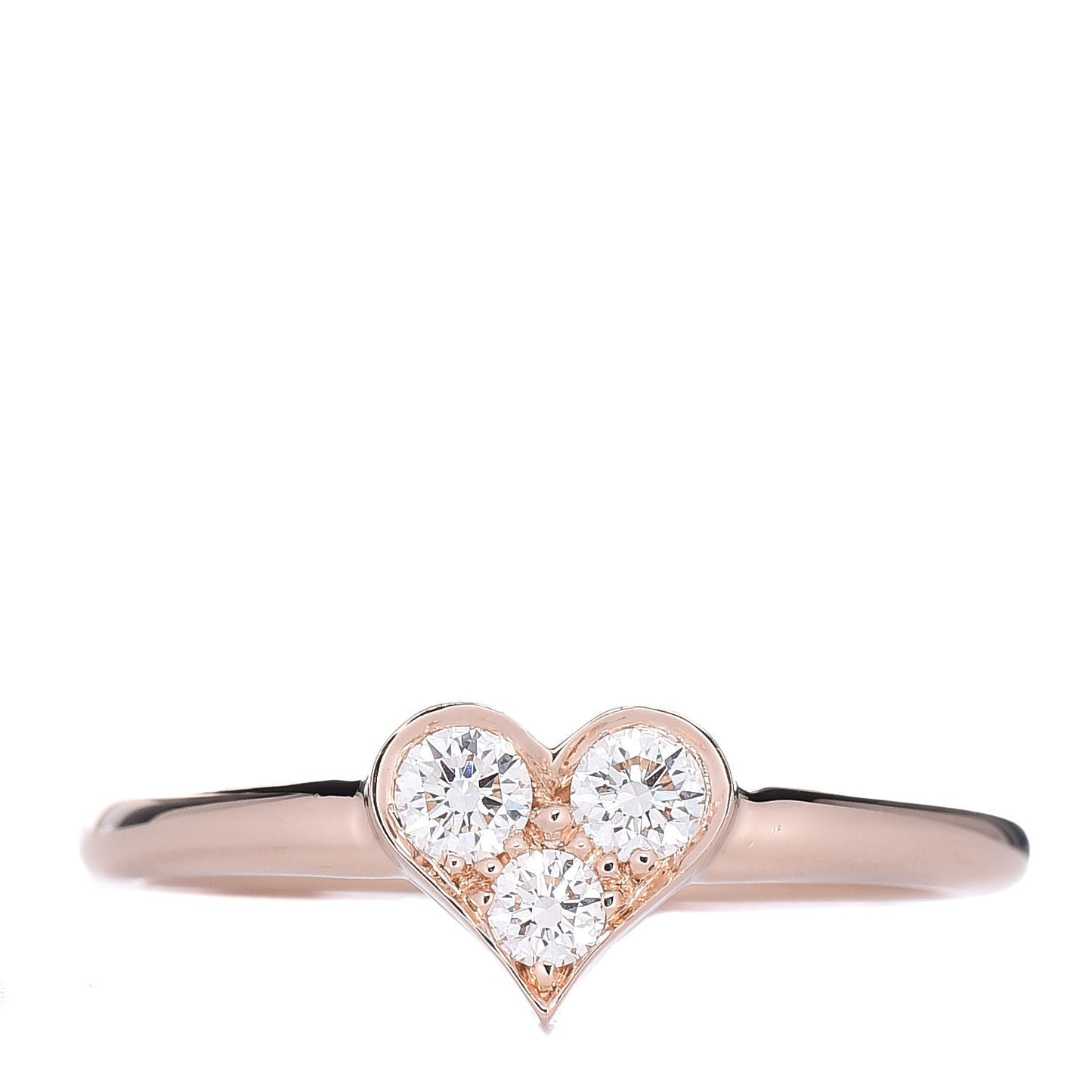 18K Rose Gold Diamond Hearts Ring 51 5.75