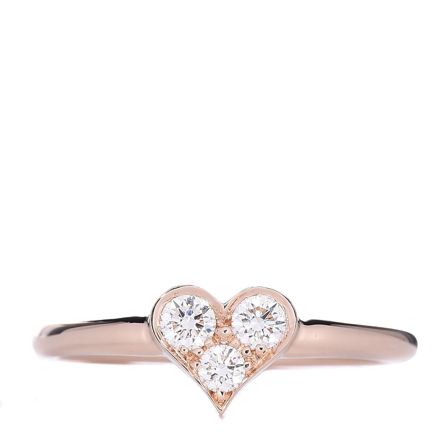 Tiffany 18K Rose Gold Diamond Hearts Ring 51 5.75 1 of 4