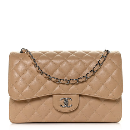 Chanel Caviar Quilted Jumbo Double Flap Beige 1 of 12