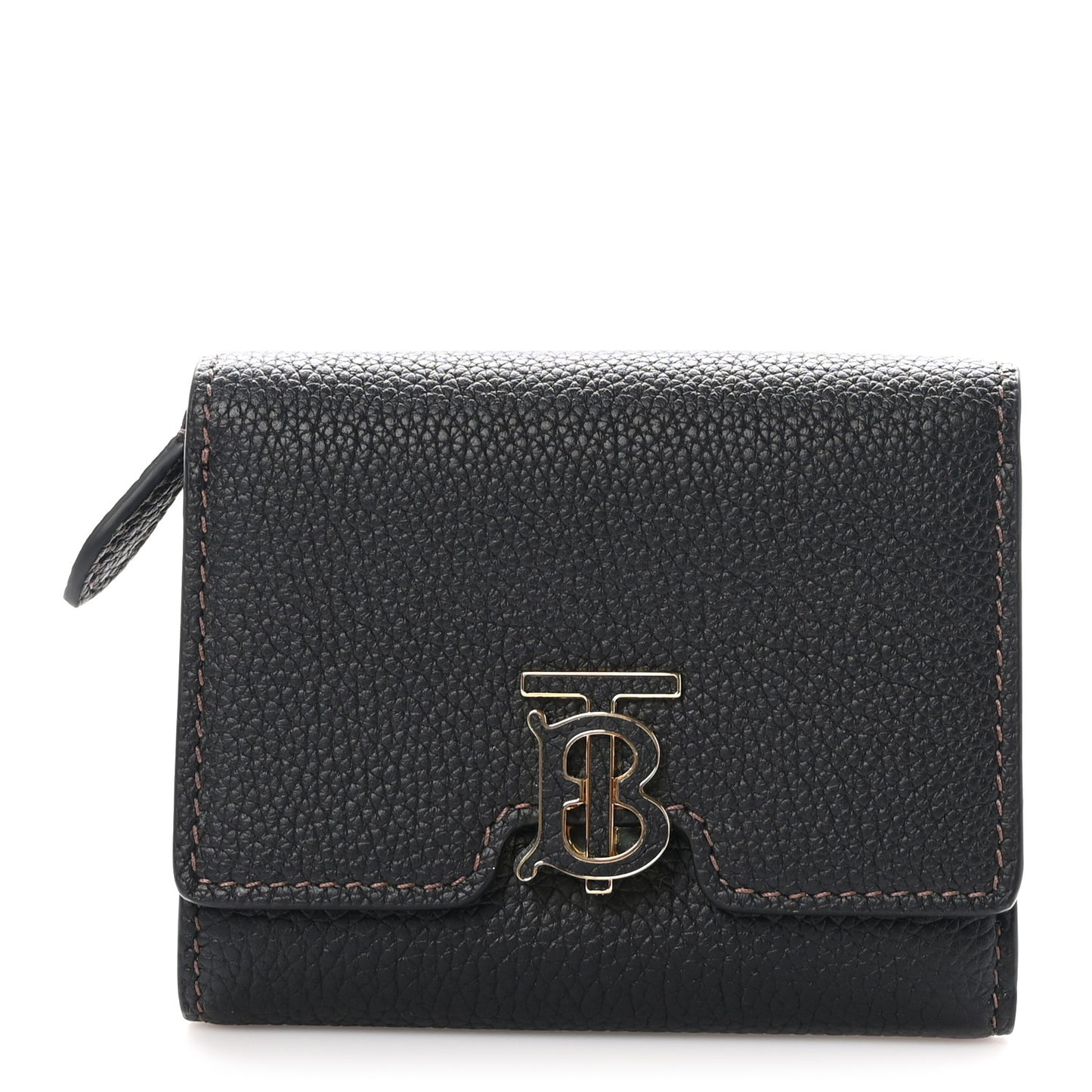 Grained Calfskin TB Compact Wallet Black