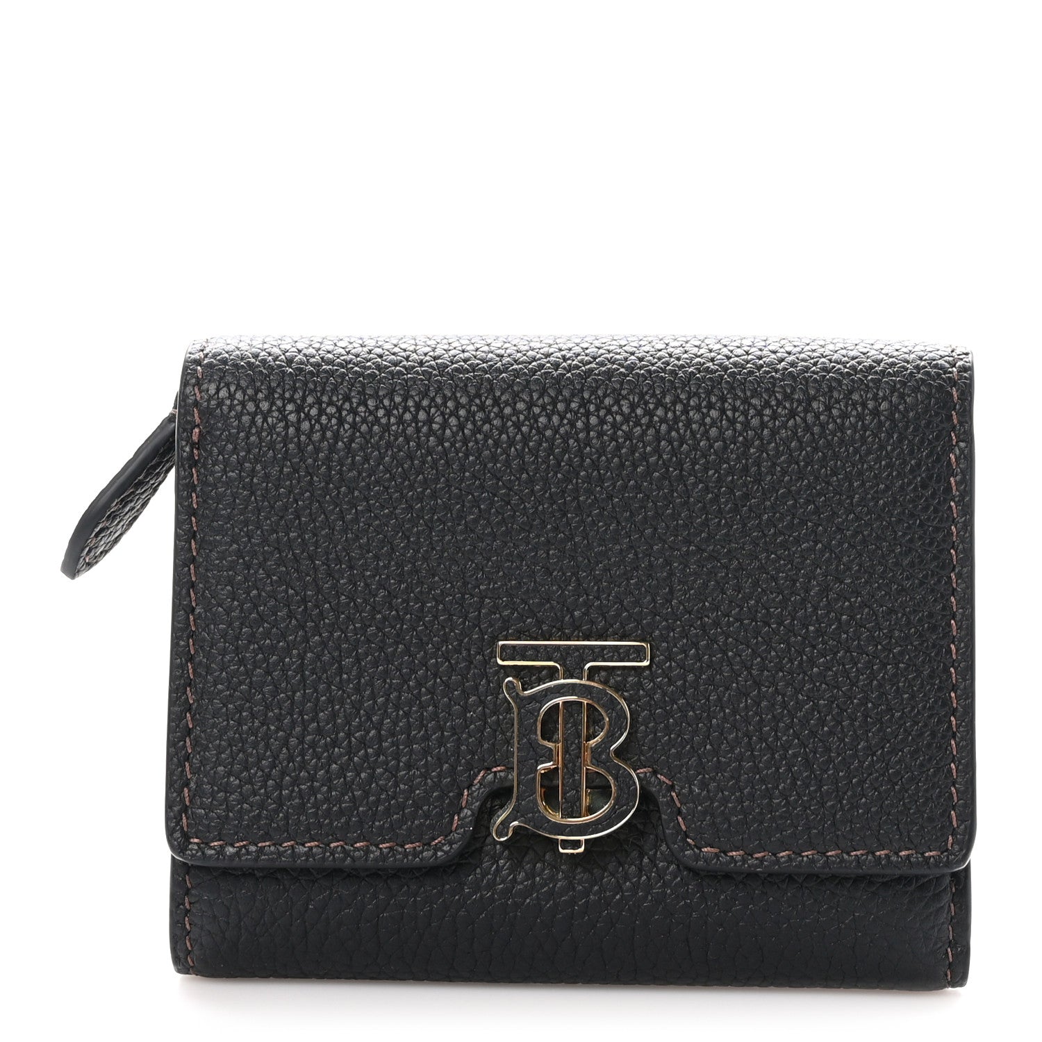 Burberry Grained Calfskin TB Compact Wallet Black 1 of 8