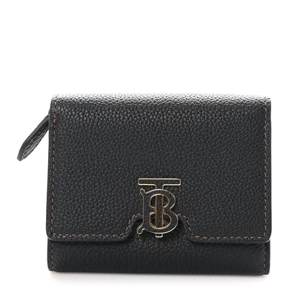 Burberry Grained Calfskin TB Compact Wallet Black 1 of 8