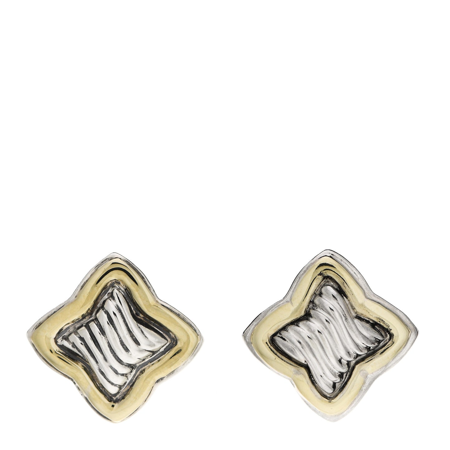 Sterling Silver 14K Yellow Gold Quatrefoil Earrings