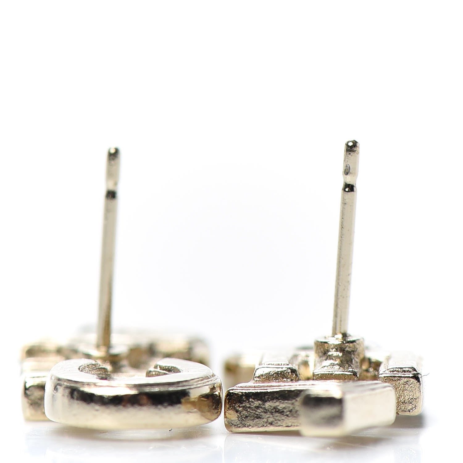 Chanel Crystal Pearl Signature Stud Earrings Gold 3 of 4