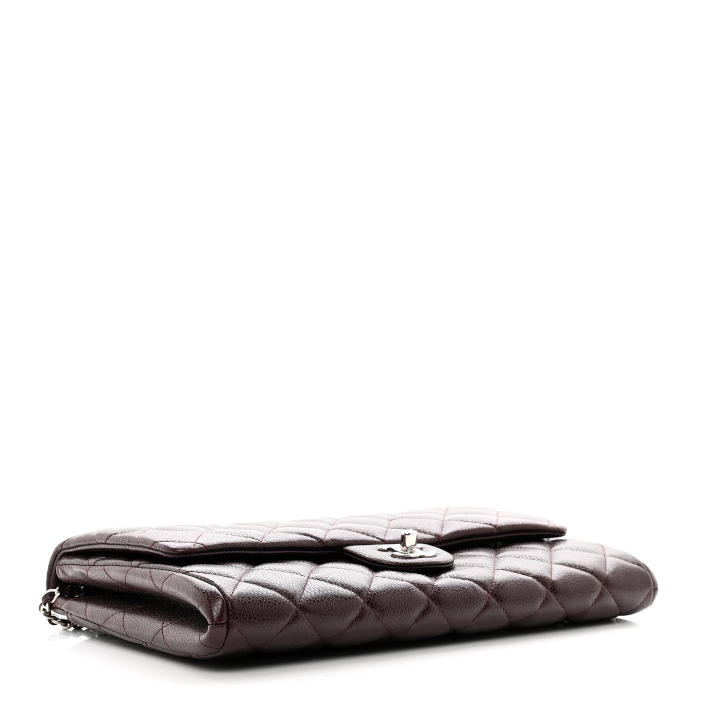 Caviar Quilted Clutch With Chain Flap Burgundy