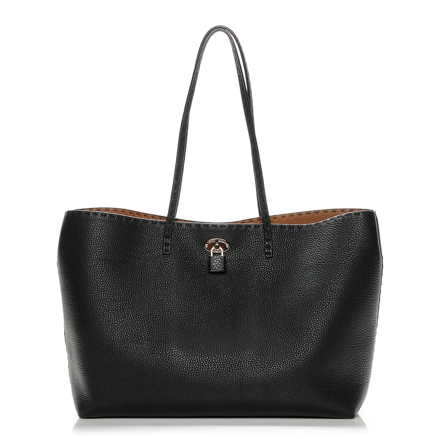 Cuoio Romano Selleria Bi-Color Large Carla Tote Black Mou