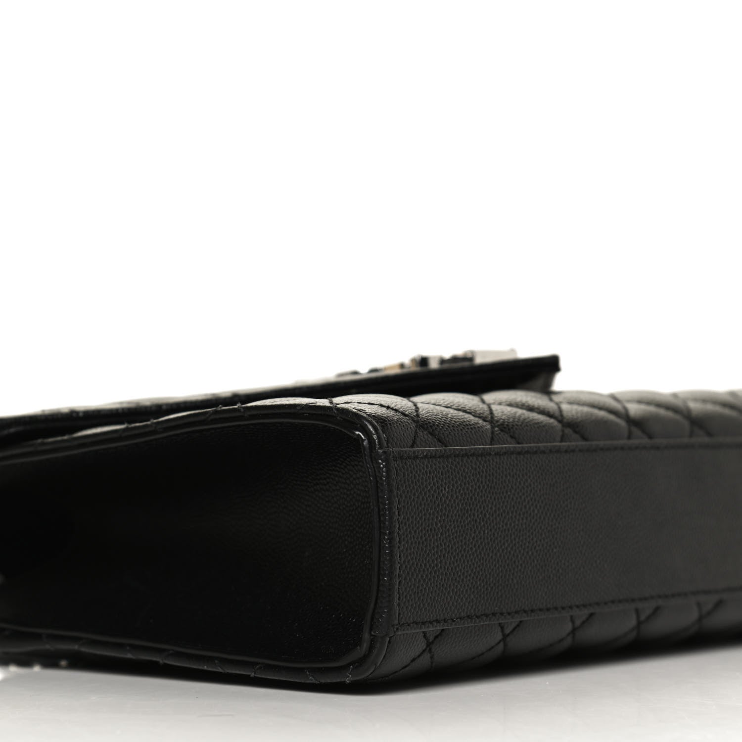 Saint Laurent Grain De Poudre Textured Mixed Matelasse Triquilt Medium Monogram Satchel Black 9 of 12