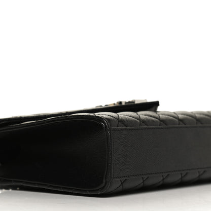 Saint Laurent Grain De Poudre Textured Mixed Matelasse Triquilt Medium Monogram Satchel Black 9 of 12