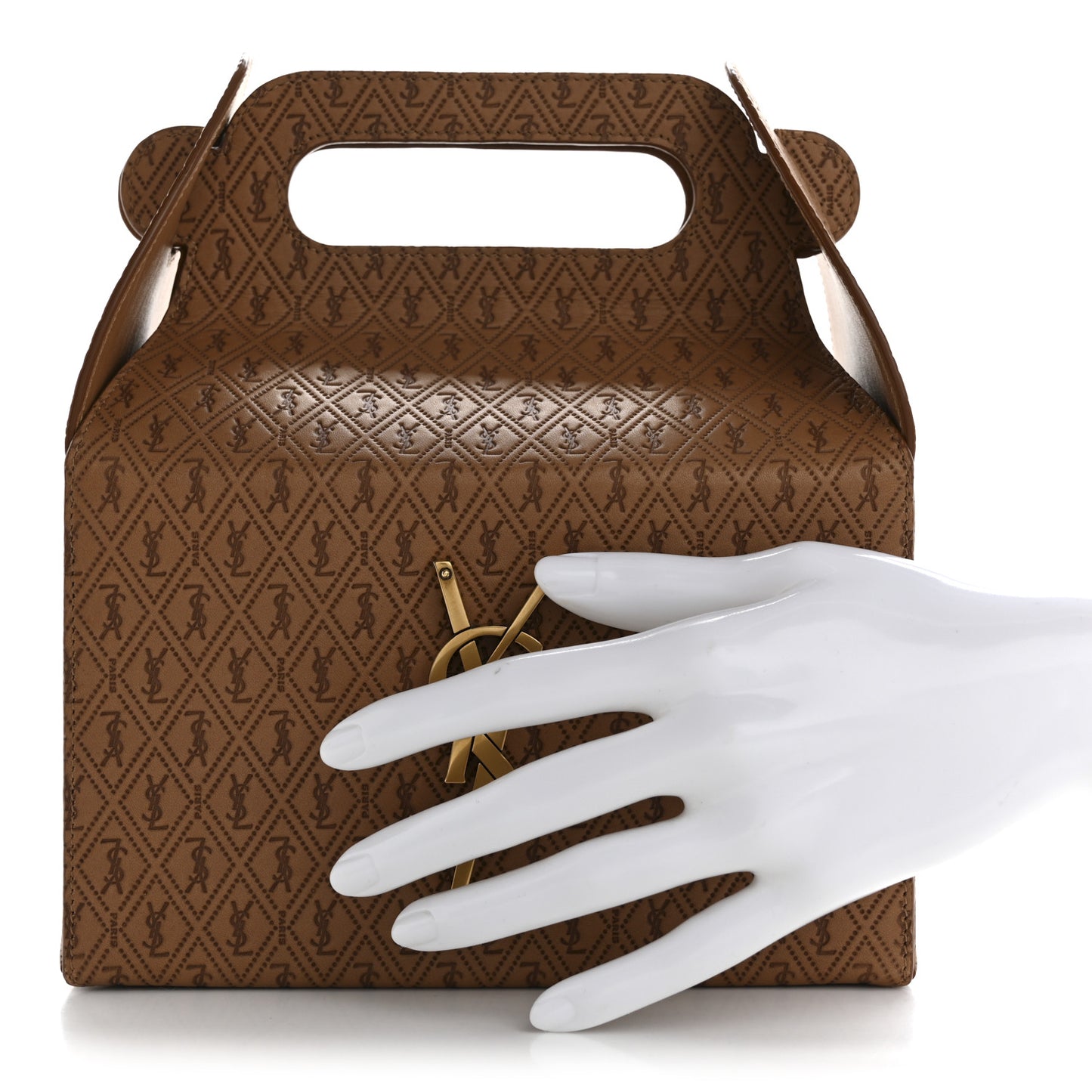 Calfskin Monogram Take Away Box Dusty Vintage Brown Gold