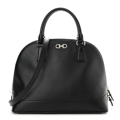 Salvatore Ferragamo Hammered Calfskin Darina Convertible Satchel Black 1 of 9