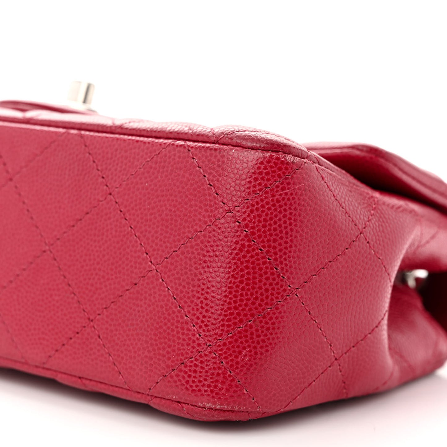 Caviar Quilted Mini Rectangular Flap Red