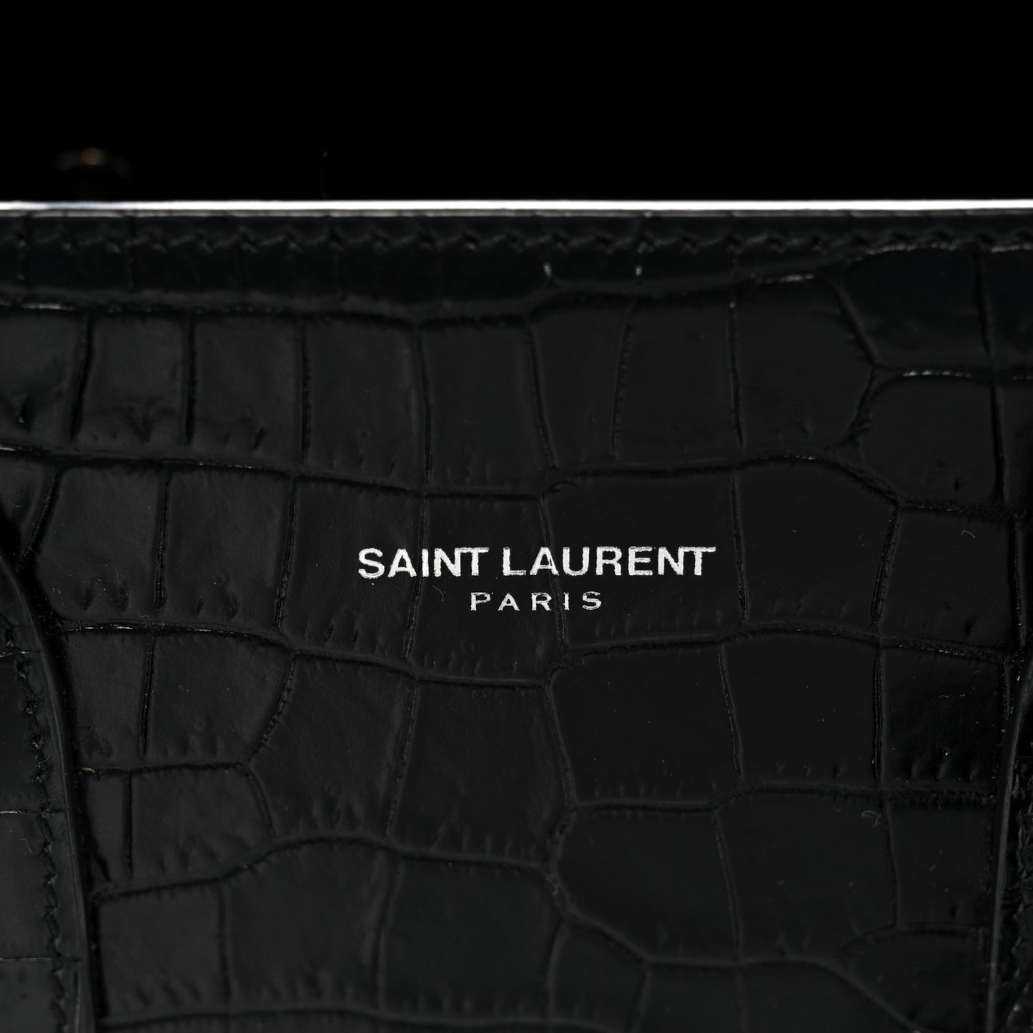 Calfskin Crocodile Embossed Baby Sac De Jour Black