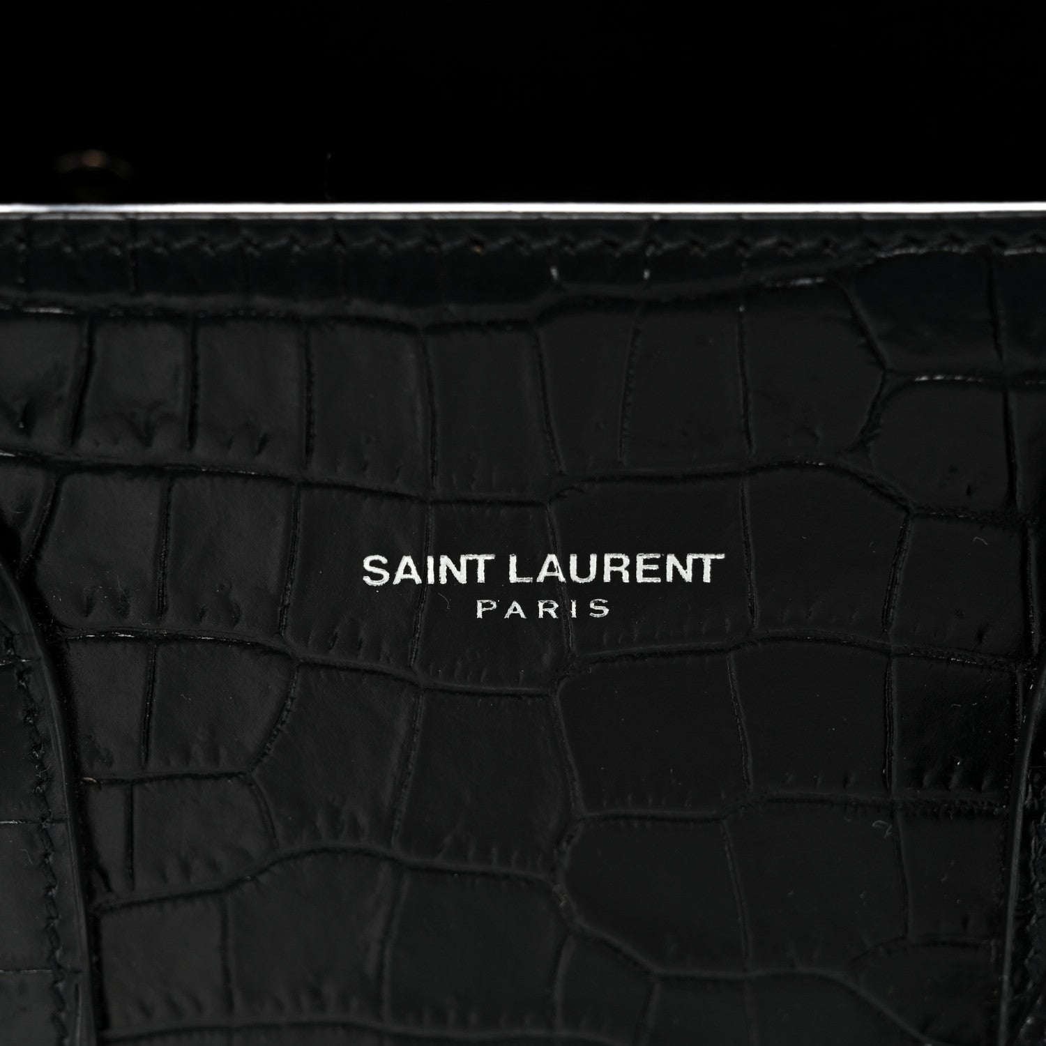 Saint Laurent Calfskin Crocodile Embossed Baby Sac De Jour Black 6 of 9