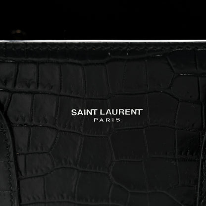 Saint Laurent Calfskin Crocodile Embossed Baby Sac De Jour Black 6 of 9