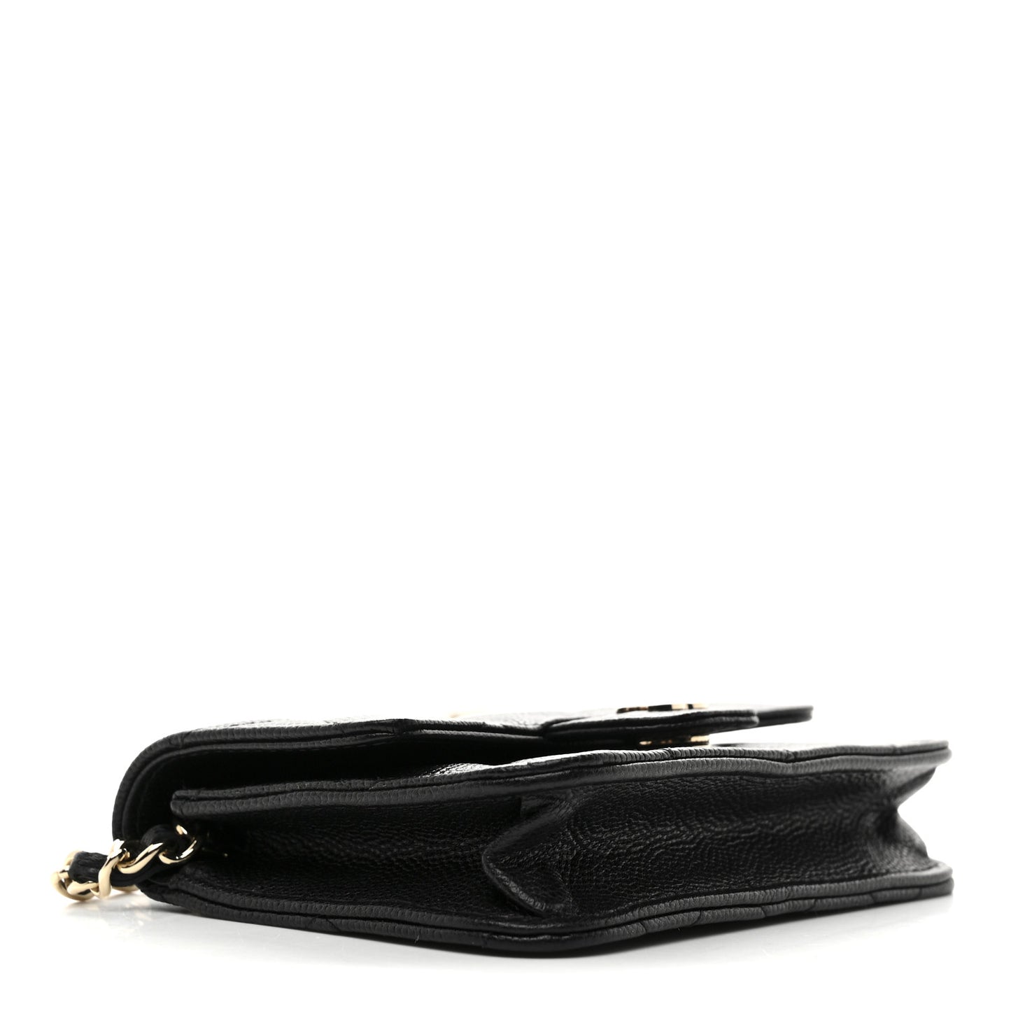Caviar Quilted Mini Clutch With Chain Black