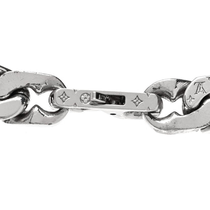 Louis Vuitton Metal Monogram Etched LV Chain Links Necklace Silver 5 of 5