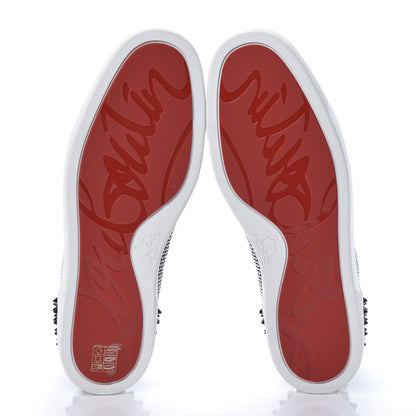Christian Louboutin Calfskin Mesh Lou Spikes 3 Ying Yang Flat Sneakers 43.5 White Black Silver 5 of 10