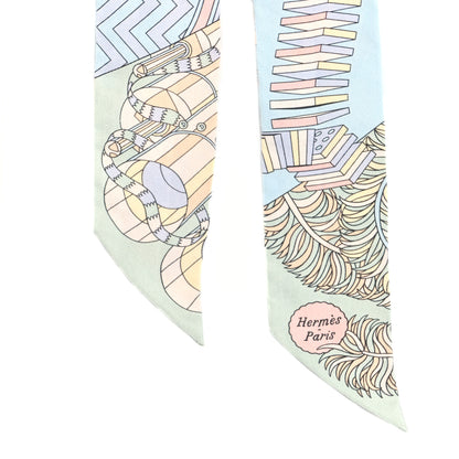 Hermes Silk De l'Ombrelle Aux Duels Twilly Ciel Rose Pale Orange 3 of 3