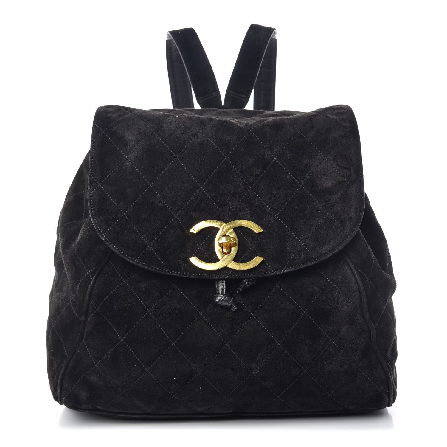 Chanel Suede Quilted Drawstring Backpack Black 1 of 9
