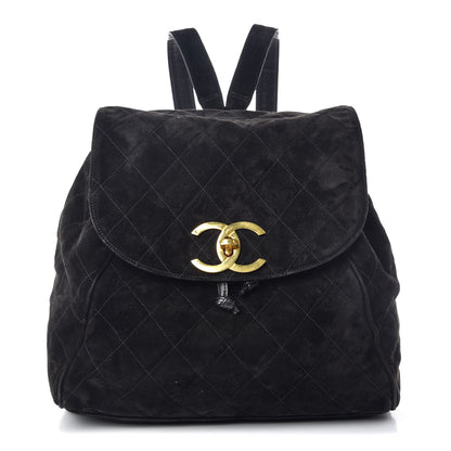 Chanel Suede Quilted Drawstring Backpack Black 1 of 9