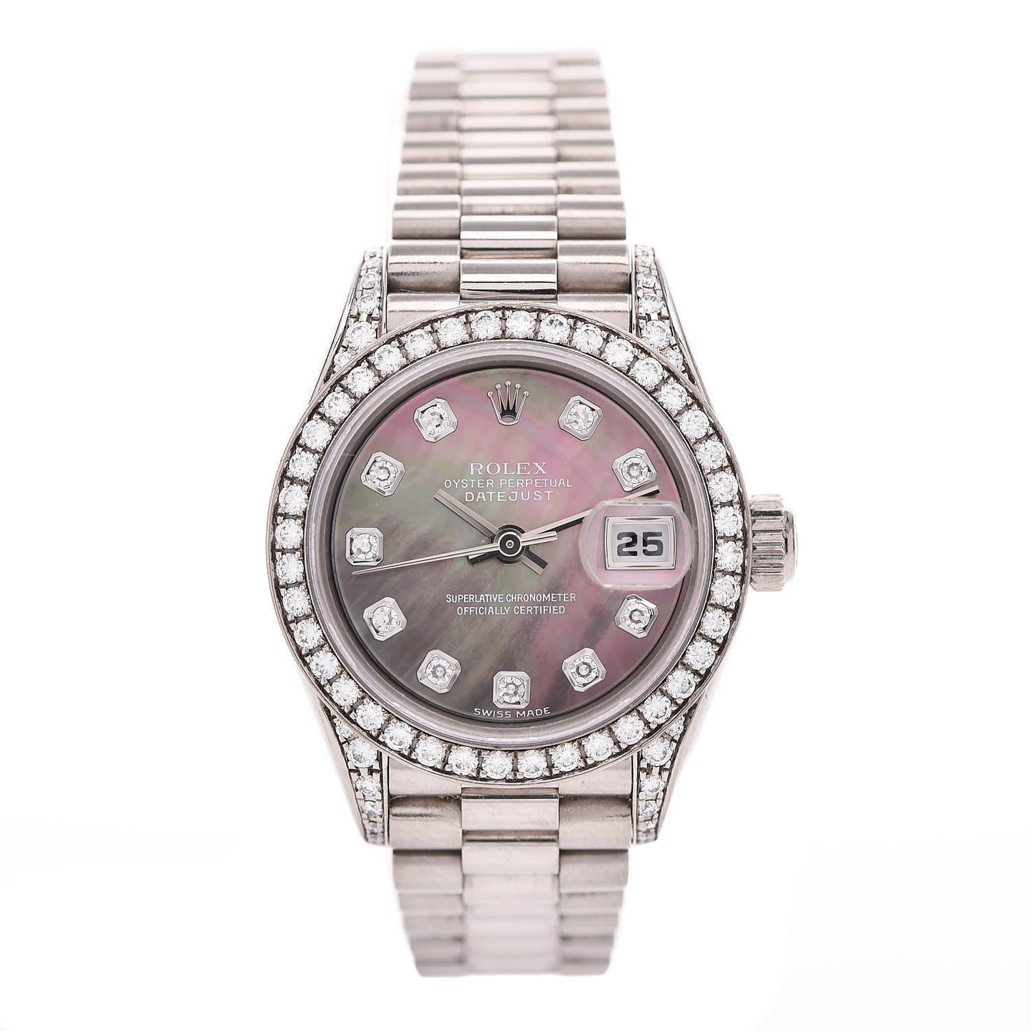 18K White Gold Diamond Mother Of Pearl 26mm Lady President Datejust Watch