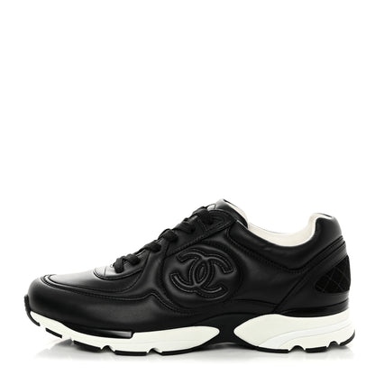 Chanel Calfskin CC Sneakers 40.5 Dark Grey 1 of 8