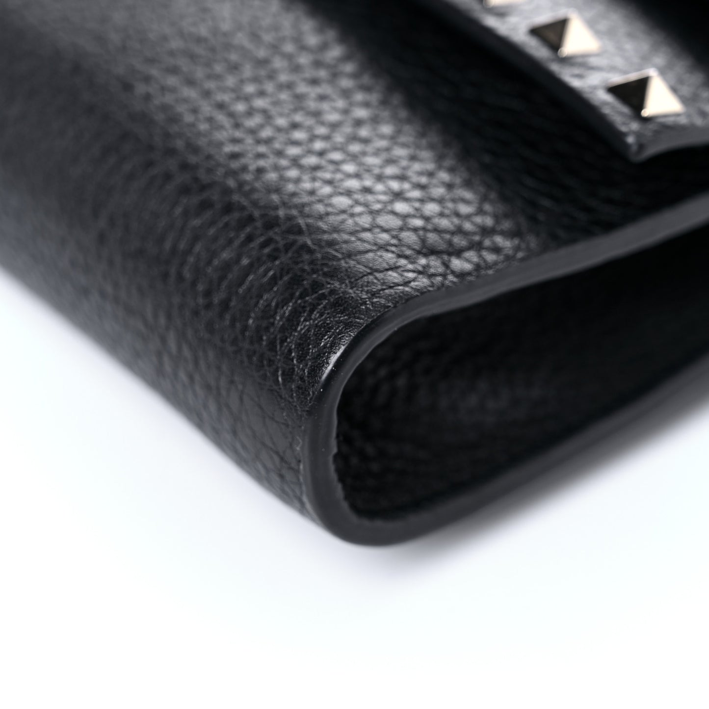 Pebbled Calfskin Rockstud Double Flap Crossbody Bag Black