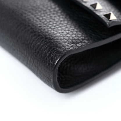 Valentino Garavani Pebbled Calfskin Rockstud Double Flap Crossbody Bag Black 8 of 16
