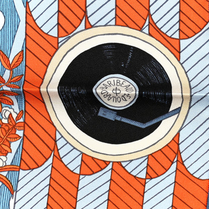 Hermes Silk La Danse Des Amazones Scarf 90 Bleu Jean Orange 3 of 6