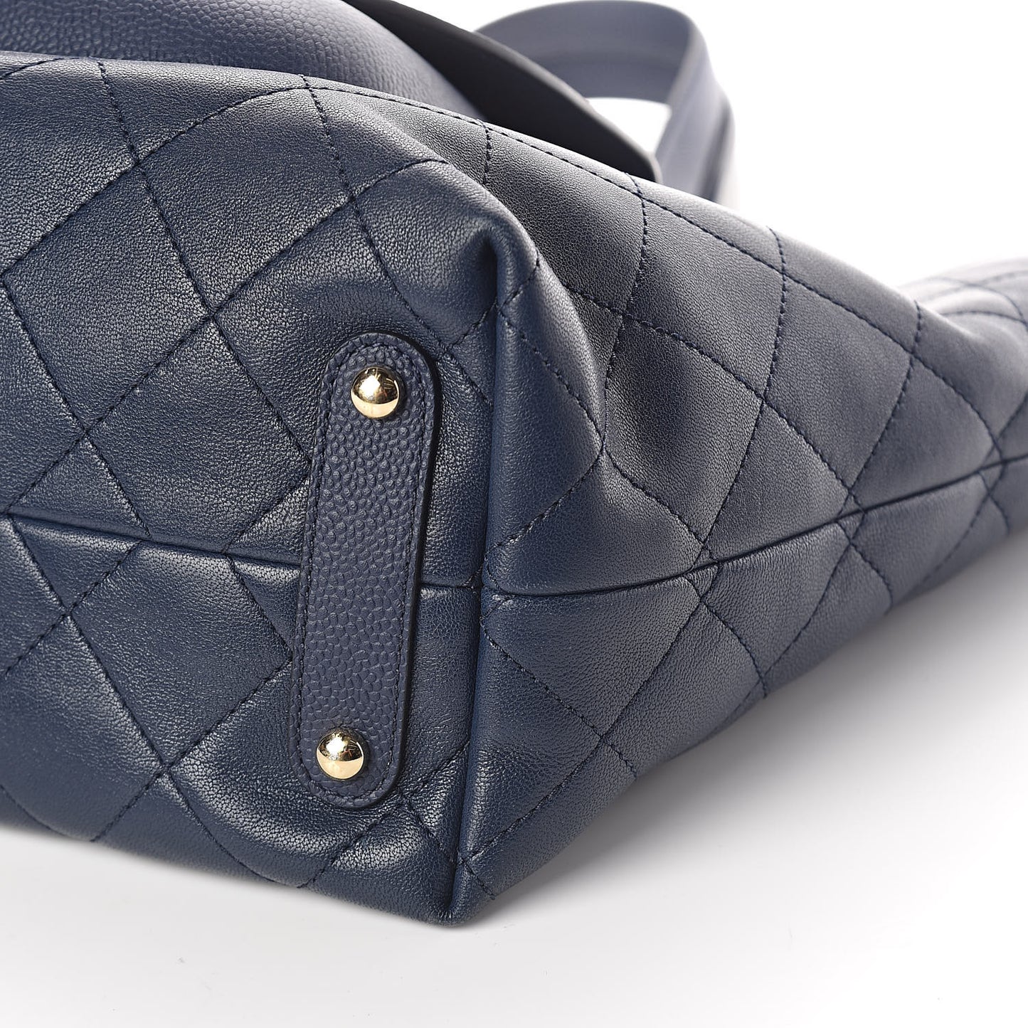 Calfskin Caviar Quilted Large Shopping Tote Blue