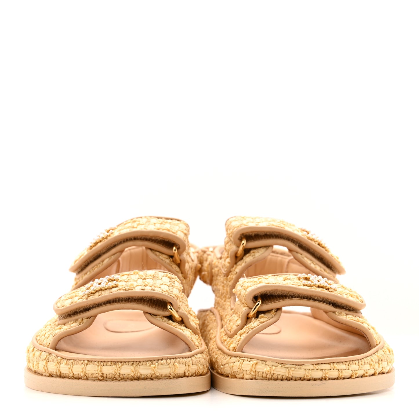 Braided Fabric Velcro Dad Sandals 36.5 Beige