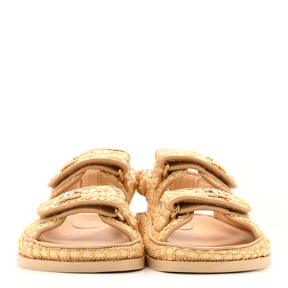 Chanel Braided Fabric Velcro Dad Sandals 36.5 Beige 3 of 13