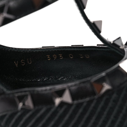 Valentino Garavani Ottoman Fabric Rockstud Ankle Strap Pumps 38 Black 8 of 10